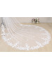 White Vintage Flowery Lace Wedding Veil Cathedral Length Veil